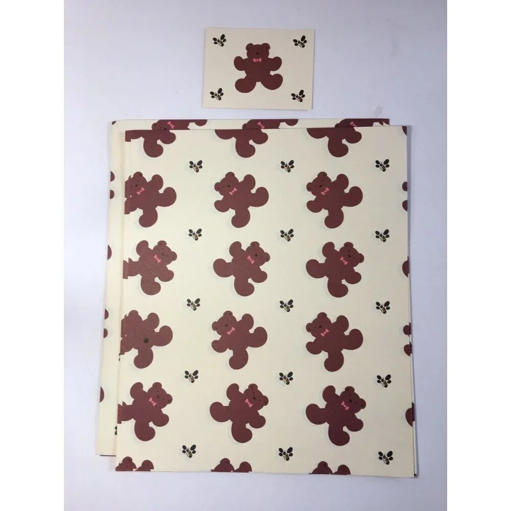 Small Lot of Vintage Teddy Bear Gift Wrap Sheets Bags  Scrapbooking Junk Craft